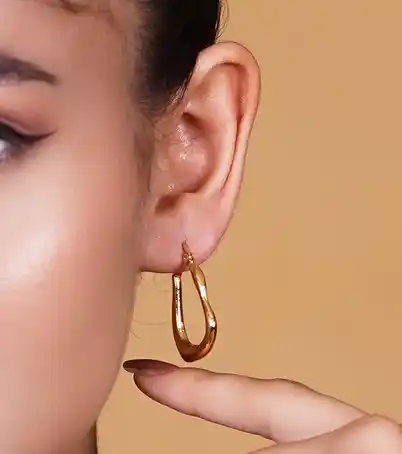 Organic Teardrop Gold Hoop 